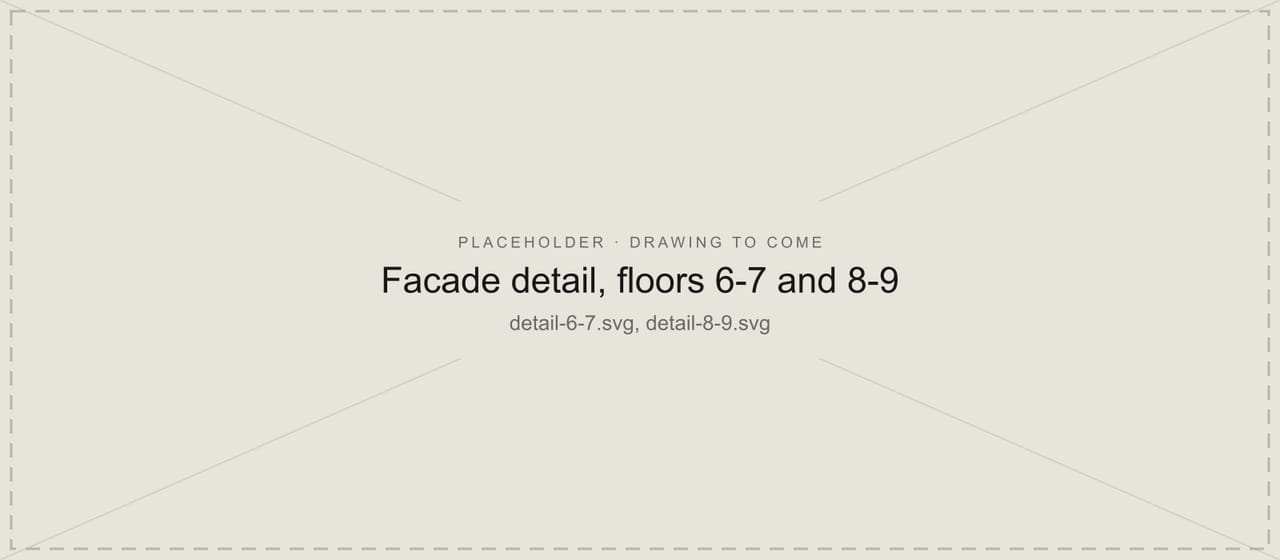 Placeholder panel for the detail sections of the tilted facade, which are still to be added