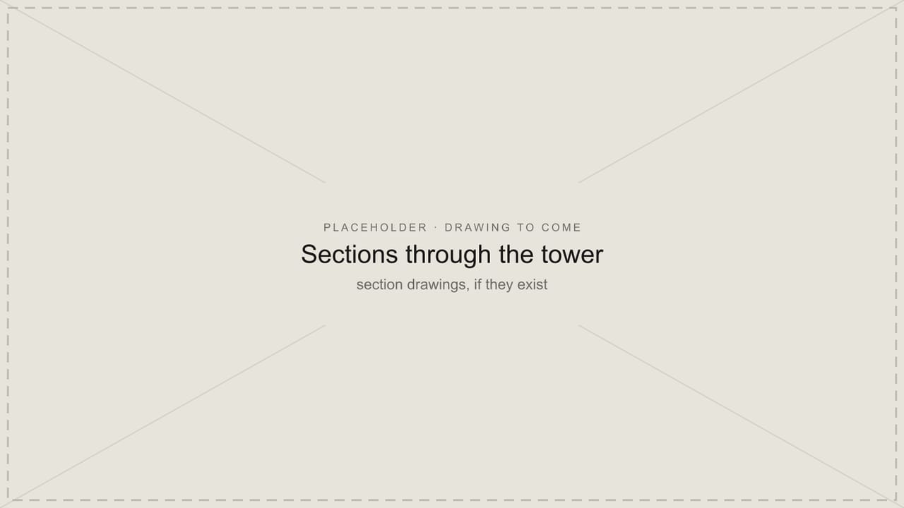 Placeholder panel for section drawings of the tower, which are still to be added